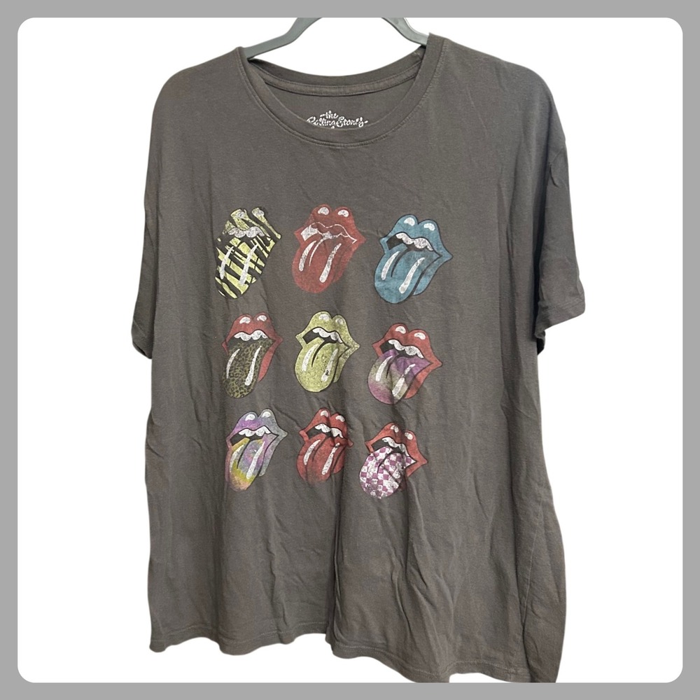 The Rolling Stones Graphic T Shirt Mens XXL Gray Cotton Classic Rock Band Tee‎